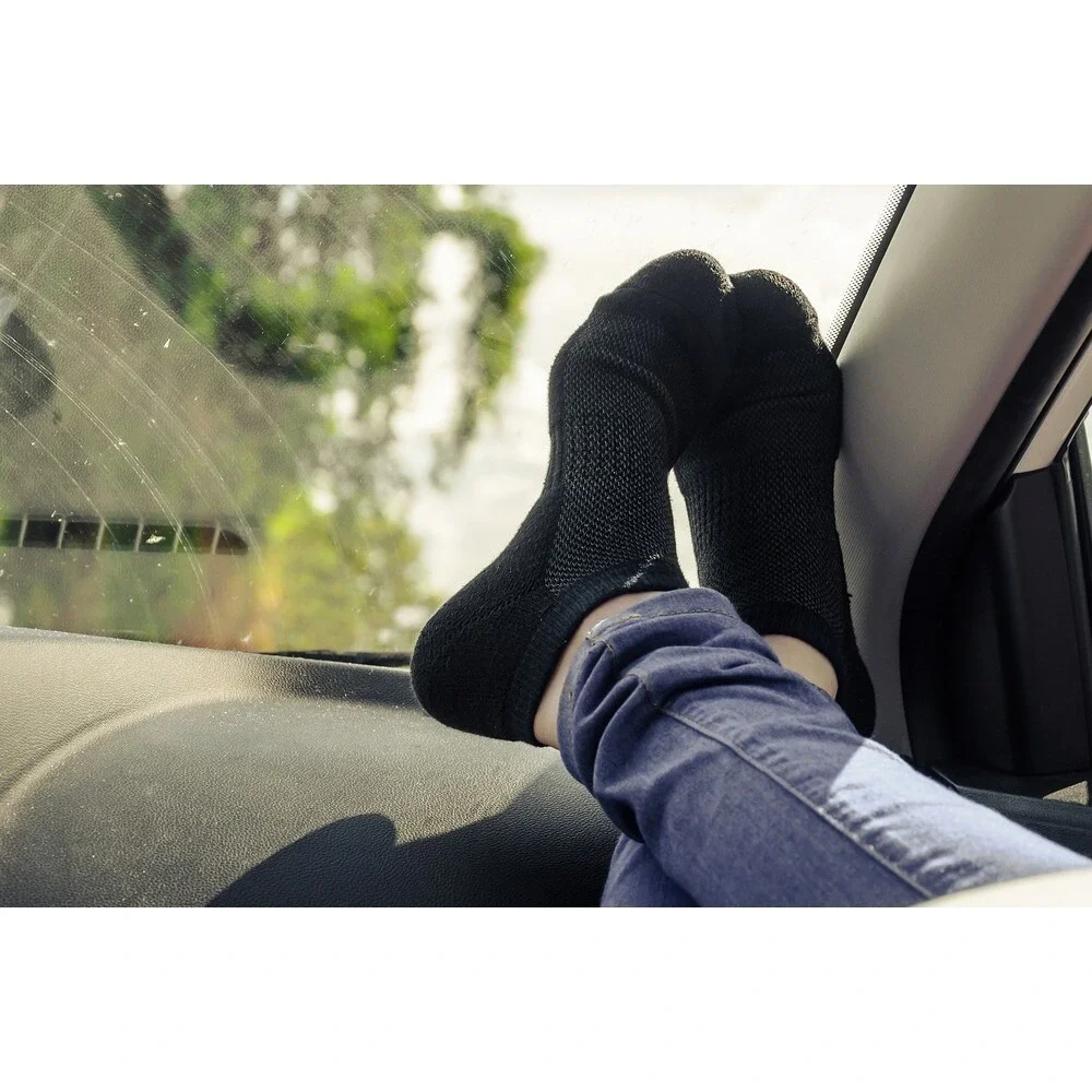 Black Thin Breathable Cotton Low Cut Ankle Running socks‎ for Women Men, 4 Pack